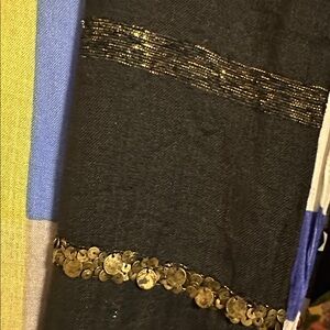 Nicole Miller Boho Jeweled Black Scarf • NWOT